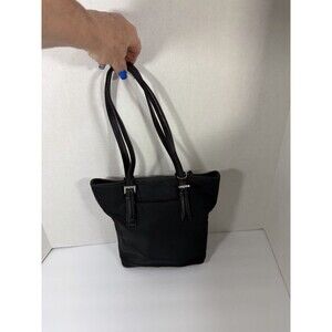 Vintage Coach Black Twill And Leather Trim Tote